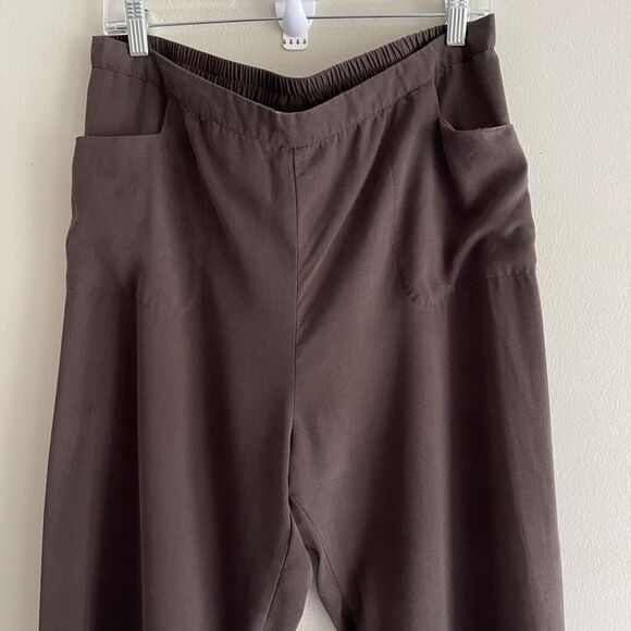 Soft Surroundings XLP Brown Pull On Pants Womens Straight Leg Nice Flowy Pockets - Picture 2 of 12